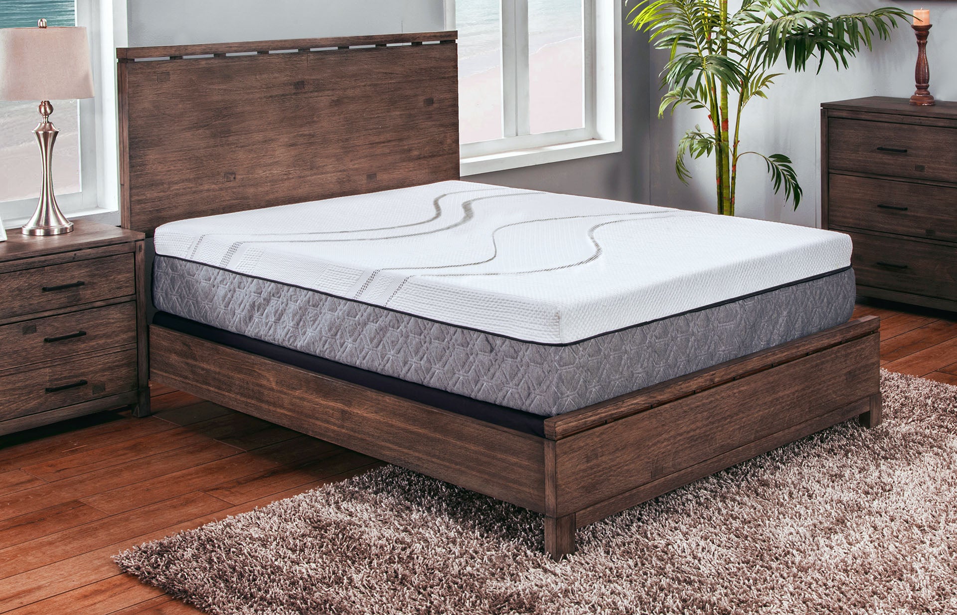 Bedroom scene with PremaSleep Infinite Bliss Plush mattress